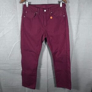 Levis 513 Slim Straight Fit White Tab Men's Size 32x30 Burgundy Maroon Red